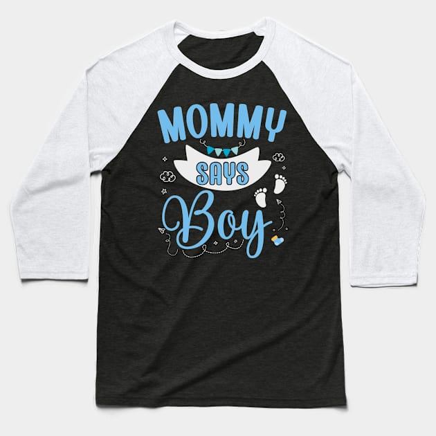 mom says Boy cute baby matching family party Baseball T-Shirt by ARTBYHM